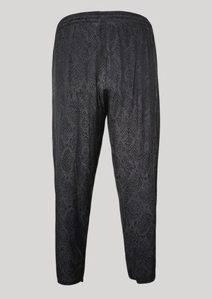 PANTS LOOSE ELASTIC- JACQUARD SATIN black snake - BERENIK