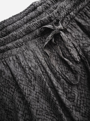 PANTS LOOSE ELASTIC- JACQUARD SATIN black snake - BERENIK