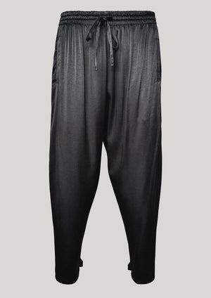PANTS LOOSE ELASTIC - SILKY RAYON SATIN black - BERENIK