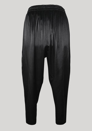 PANTS LOOSE ELASTIC - SILKY RAYON SATIN black - BERENIK