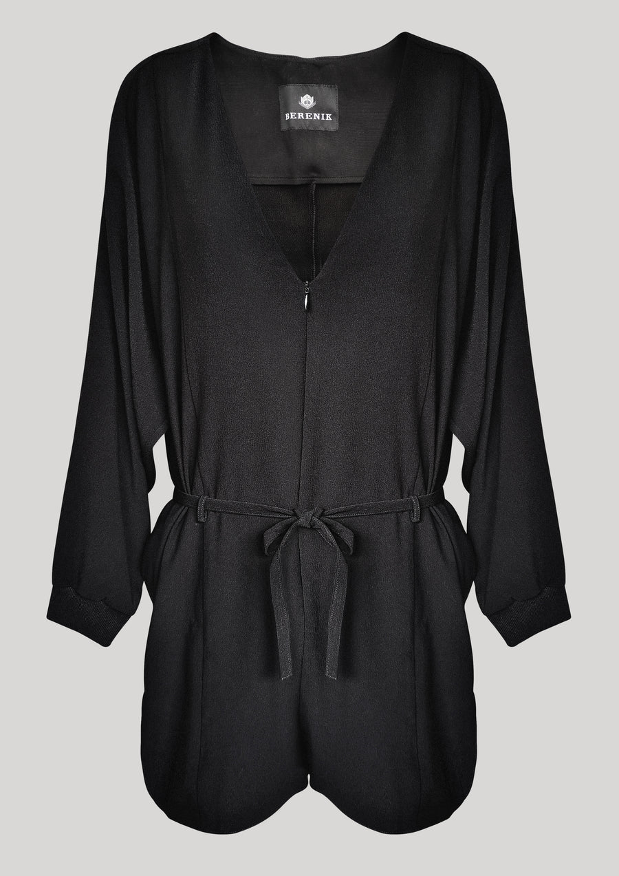 JUMPSUIT SHORT OVERSIZED -  HEAVY DRAPING black - BERENIK