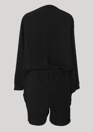 JUMPSUIT SHORT OVERSIZED -  HEAVY DRAPING black - BERENIK