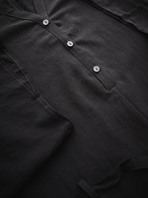 JUMPSUIT SHORT-LOOSE/BELT - black plain - BERENIK