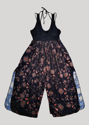 JUMPSUIT WIDE LEGS  - RAYON print rust/black - BERENIK
