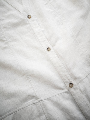 JUMPSUIT LONG SLEEVELESS SIDE SLOTS - NATURAL LINEN white - BERENIK