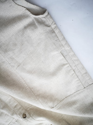 JUMPSUIT LONG SLEEVELESS SIDE SLOTS - NATURAL LINEN white - BERENIK