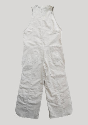 JUMPSUIT LONG SLEEVELESS SIDE SLOTS - NATURAL LINEN white - BERENIK