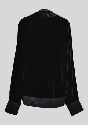 OVERSIZED SWEATER - SILK VELVET black with golden BERENIK embroidery - BERENIK