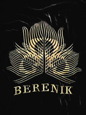 OVERSIZED SWEATER - SILK VELVET black with golden BERENIK embroidery - BERENIK