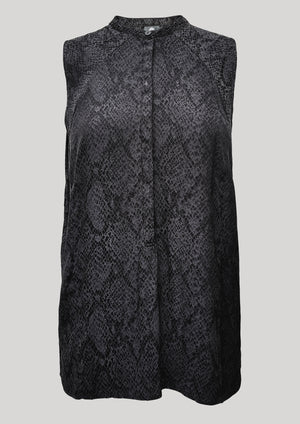 BLOUSE SLEEVELESS - JACQUARD SATIN black snake - BERENIK