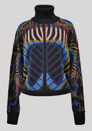 SWEATER TURTLENECK - KNIT printed peacock - BERENIK