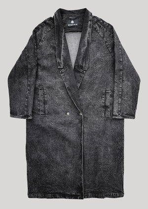 COAT LONG REVERS - DENIM washed black - BERENIK