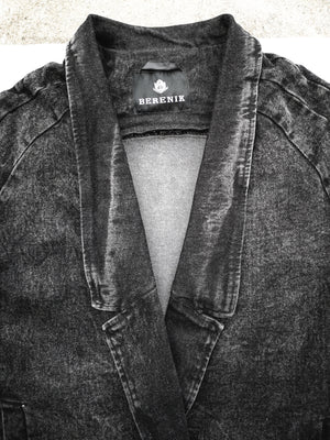 COAT LONG REVERS - DENIM washed black - BERENIK