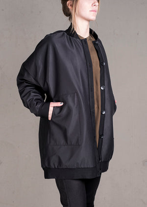 PILOT JACKET - WEATER CLOTH black / FUR LINING black - BERENIK