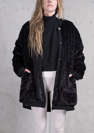 PILOT JACKET - FAUX FUR black - BERENIK