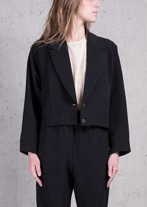 JACKET REVERS SHORT - black plain - BERENIK