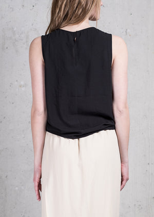 TOP SHORT SLEEVELESS BLACK PLAIN - BERENIK