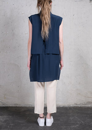BLOUSE SLEEVELESS DARK BLUE - BERENIK