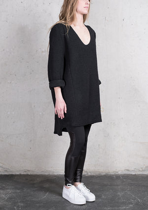 SWEATER/DRESS SIDE ZIP - WOOL BLEND black - BERENIK