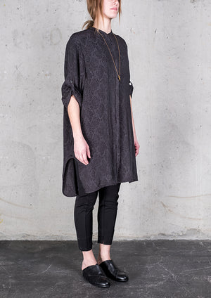 BLOUSE LONG JACQUARD SATIN SNAKE BLACK - BERENIK