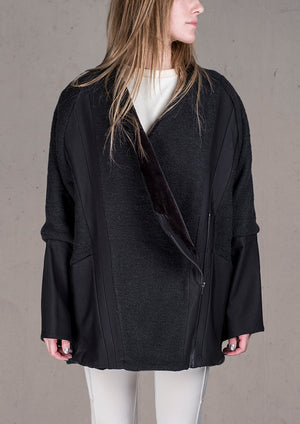 COAT ZIP - WOOL BLEND black - BERENIK