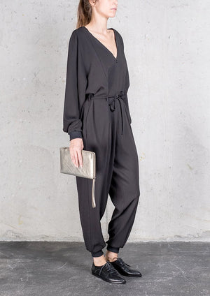 JUMPSUIT LONG OVERSIZED - HEAVY DRAPING black - BERENIK