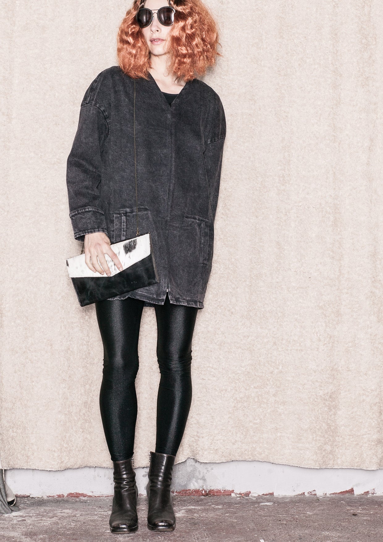 SUMMER DRESS/JACKET V-NECK ZIP - DENIM washed black - BERENIK