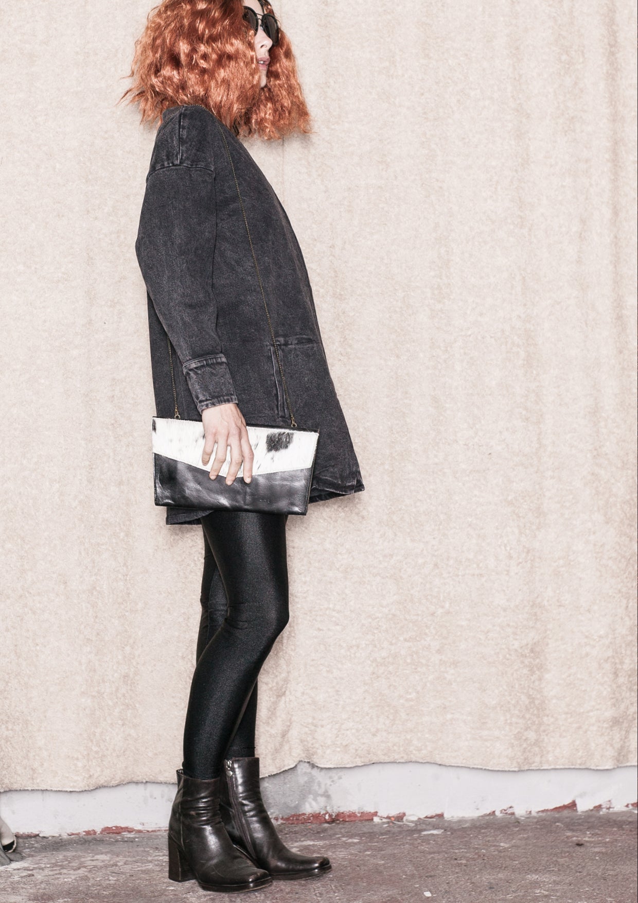 SUMMER DRESS/JACKET V-NECK ZIP - DENIM washed black - BERENIK