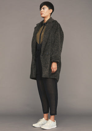 COAT - ALPACA SHAGGY brown/black - BERENIK