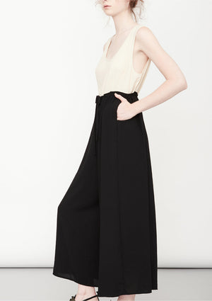 JUMPSUIT WIDE - black/creme - BERENIK