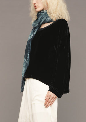 SHIRT LONG SLEEVES - SILK VELVET black - BERENIK