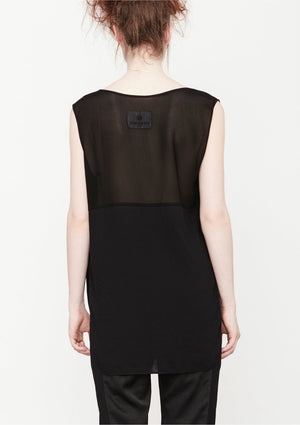 SHIRT SLEEVELESS BLACK SHINY/MESH - BERENIK