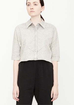 BLOUSE - SHORT SLEEVES - DENIM light grey washed - BERENIK