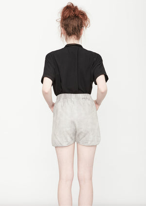 BLOUSE SHORT SLEEVES - THIN DRAPING black - BERENIK