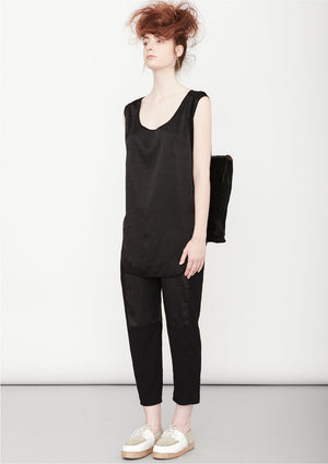 SHIRT SLEEVELESS BLACK SHINY/MESH - BERENIK