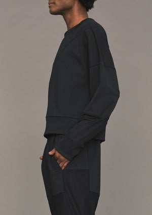 SWEATER PATCHWORK - COTTON JERSEY black transparent/opaque - BERENIK