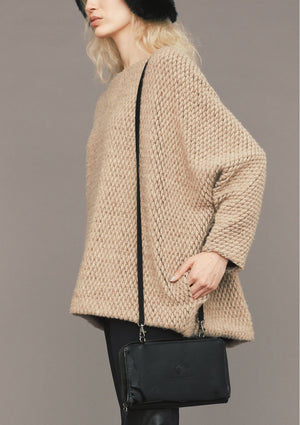 SWEATER POCKETS - WOOL BLEND RHOMB KNIT beige - BERENIK