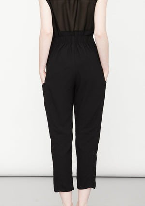 PANTS LOOSE ELASTIC BLACK PLAIN - BERENIK