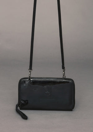 PURSE- PATENT LEATHER- BLACK W. LOGO EMBOSSING - BERENIK