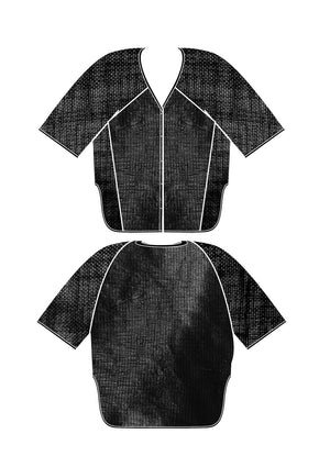 KIMONO SHIRT BLACK SHINY/MESH - BERENIK