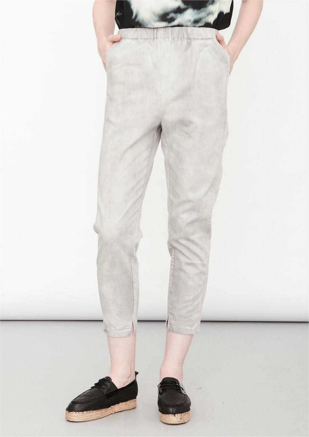 PANTS STRETCH HIGH WAIST - DENIM light grey washed - BERENIK