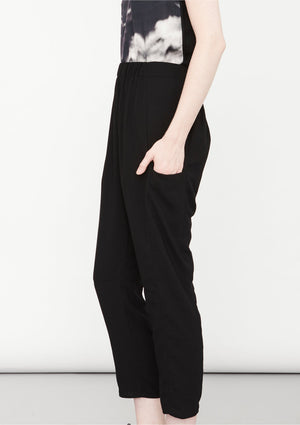 PANTS LOOSE ELASTIC BLACK PLAIN - BERENIK
