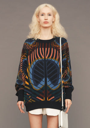 SWEATER OVERSIZED - KNIT PEACOCK color print - BERENIK