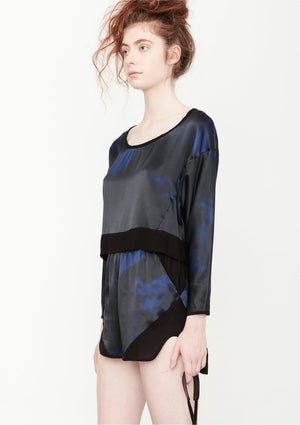 SWEATER - SILKY CUPRO printed blue - BERENIK