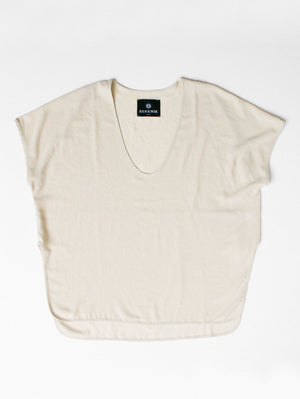 SHIRT SLEEVELESS-V-COLLAR CREME - BERENIK