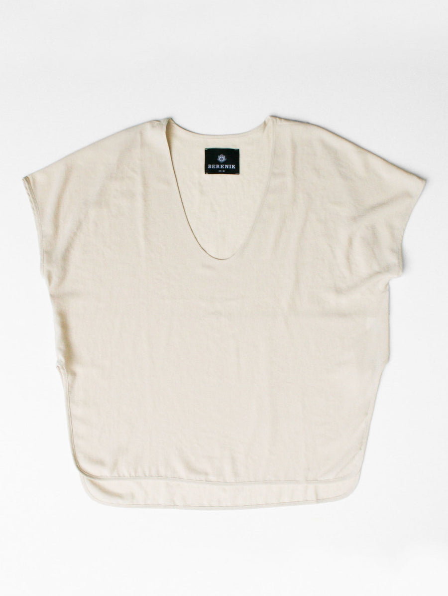 SHIRT SLEEVELESS-V-COLLAR CREME - BERENIK