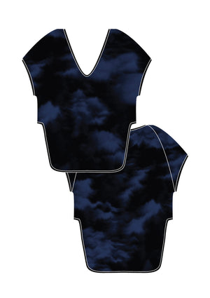 SHIRT SLEEVELESS-V-COLLAR PRINT (BLUE) - BERENIK