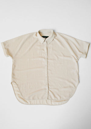 BLOUSE SHORT SLEEVES - THIN DRAPING cream - BERENIK