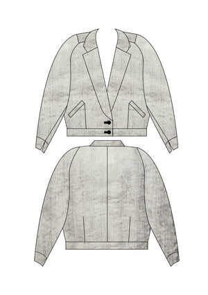 JACKET REVERS SHORT - DENIM light grey washed - BERENIK