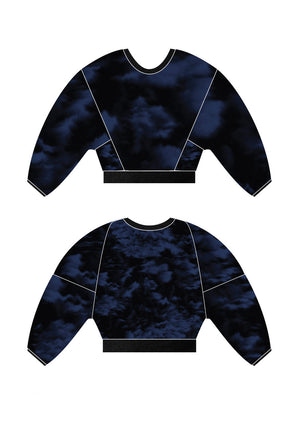 SWEATER - SILKY CUPRO printed blue - BERENIK